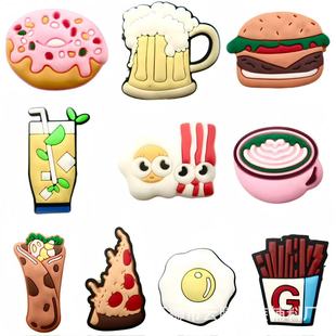 French fries burger detachable shoe flower shoe buckle flower hole shoes garden shoes plastic drop accessories plastic drop in stock wholesale