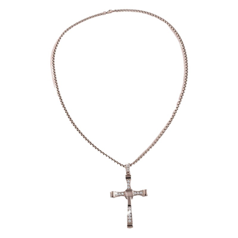 Cross-border nueva personalidad de la moda caliente hip hop de acero inoxidable de diamantes Cruz colgante collar de gama alta todo-fósforo de la joyería