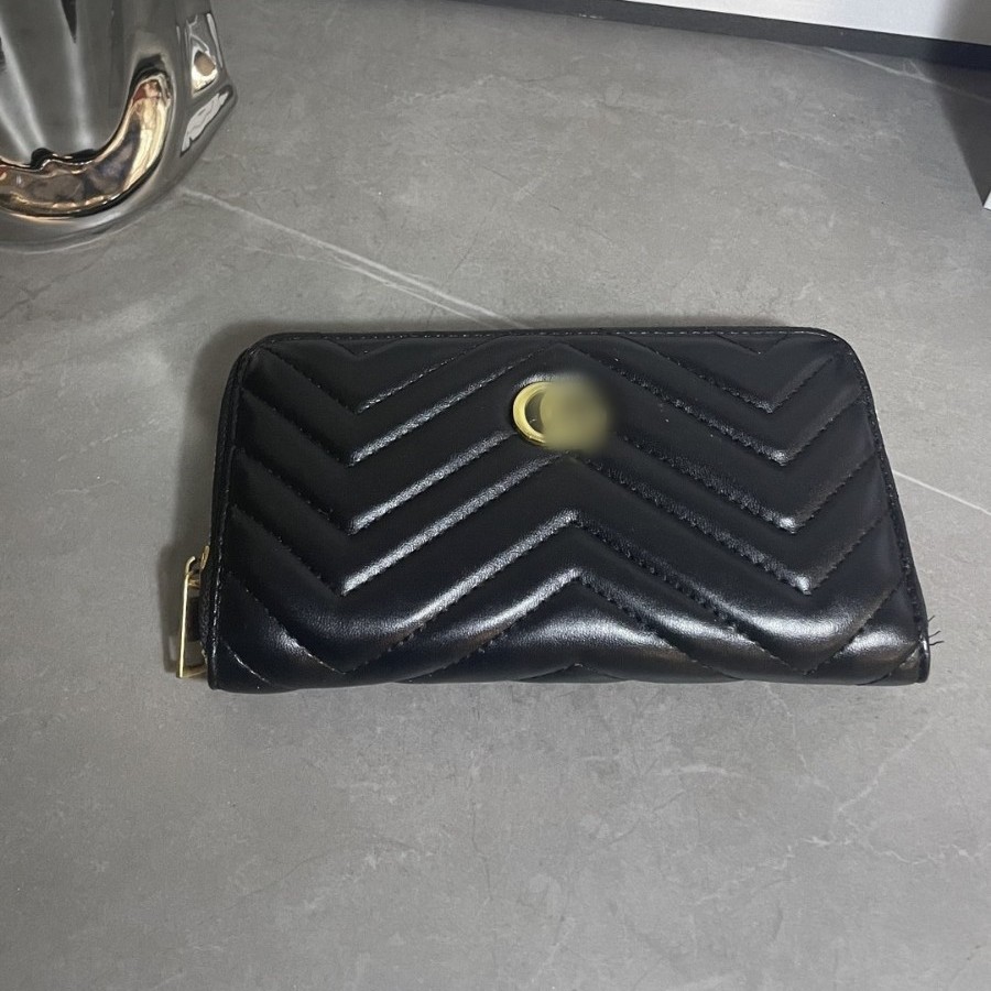 Cartera de cremallera de moda caviar billetera larga rombo relieve plano multifuncional cartera de tarjetas clásica de mano