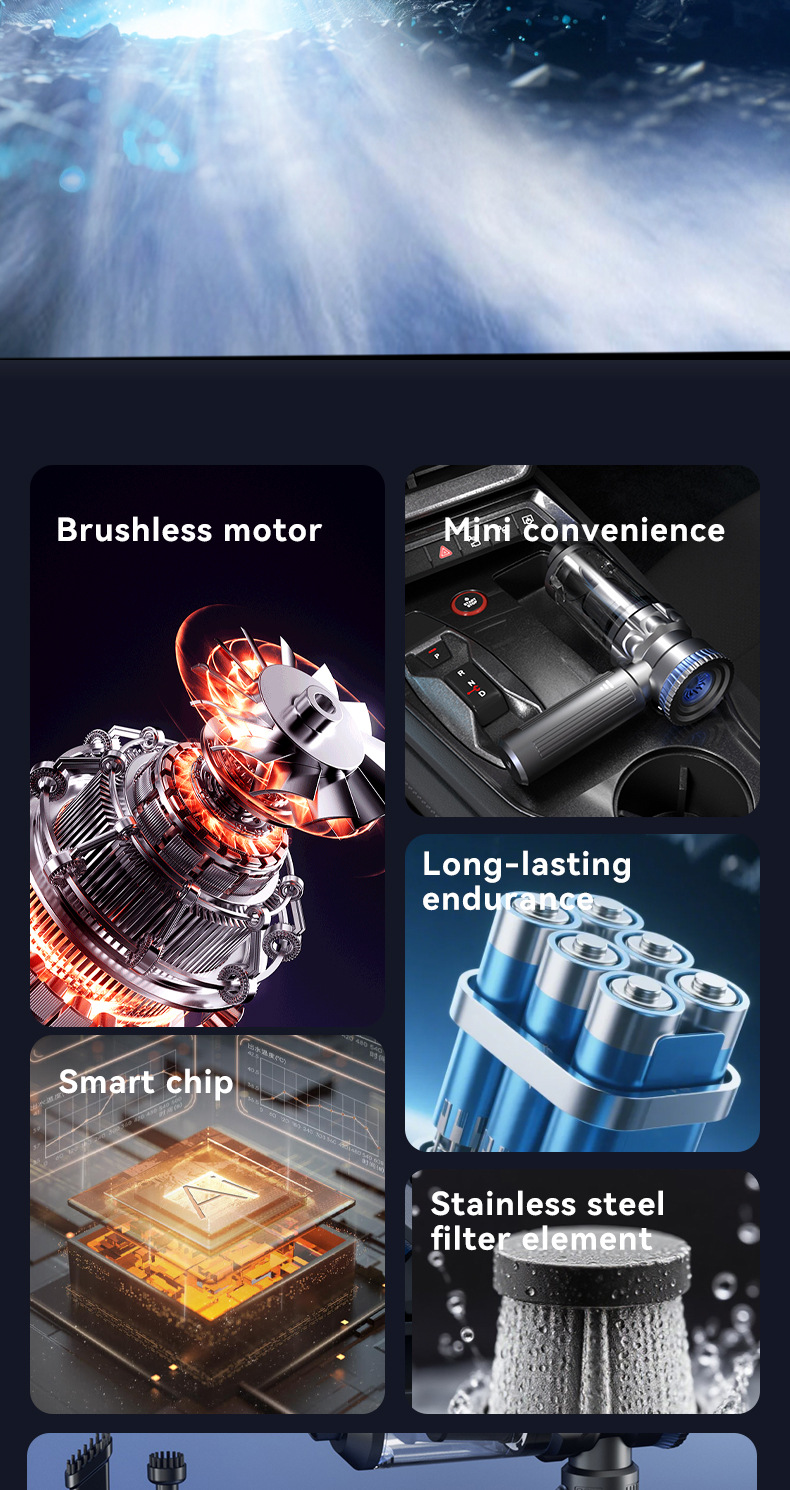 Car Vacuum Cleaner Car Household Large Suction Portable Charging Handheld Wireless Brushless Small Powerful Dust Blower