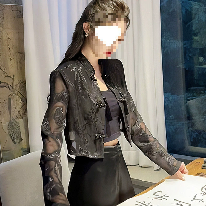 K4H новый топ в национальном стиле с пуговицами в стиле шинуазри и кардиганом, тонкая женская летняя солнцезащитная блузка с кондиционером, куртка