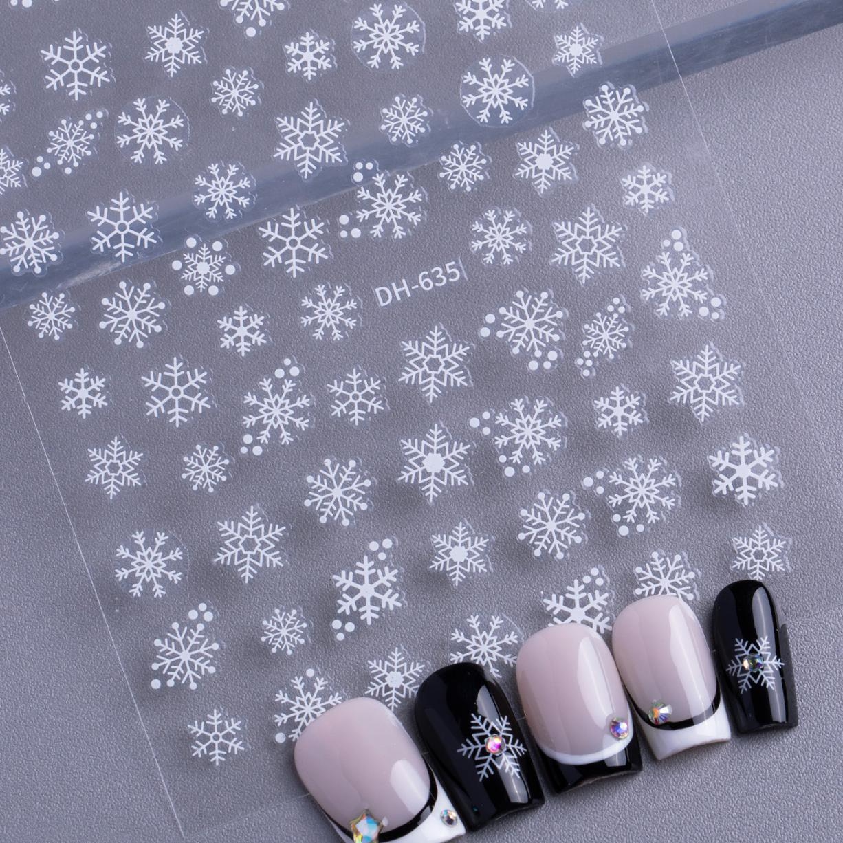 Cross-Border Laser Snowflake Nail Art Stickers Flat Silver Foil Christmas Snowflake DIY Nail Stickers Decorations Dh635