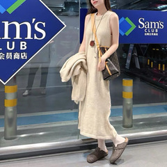 韩系针织两件套女秋冬新款慵懒风长袖毛衣开衫+中长款背心裙套装