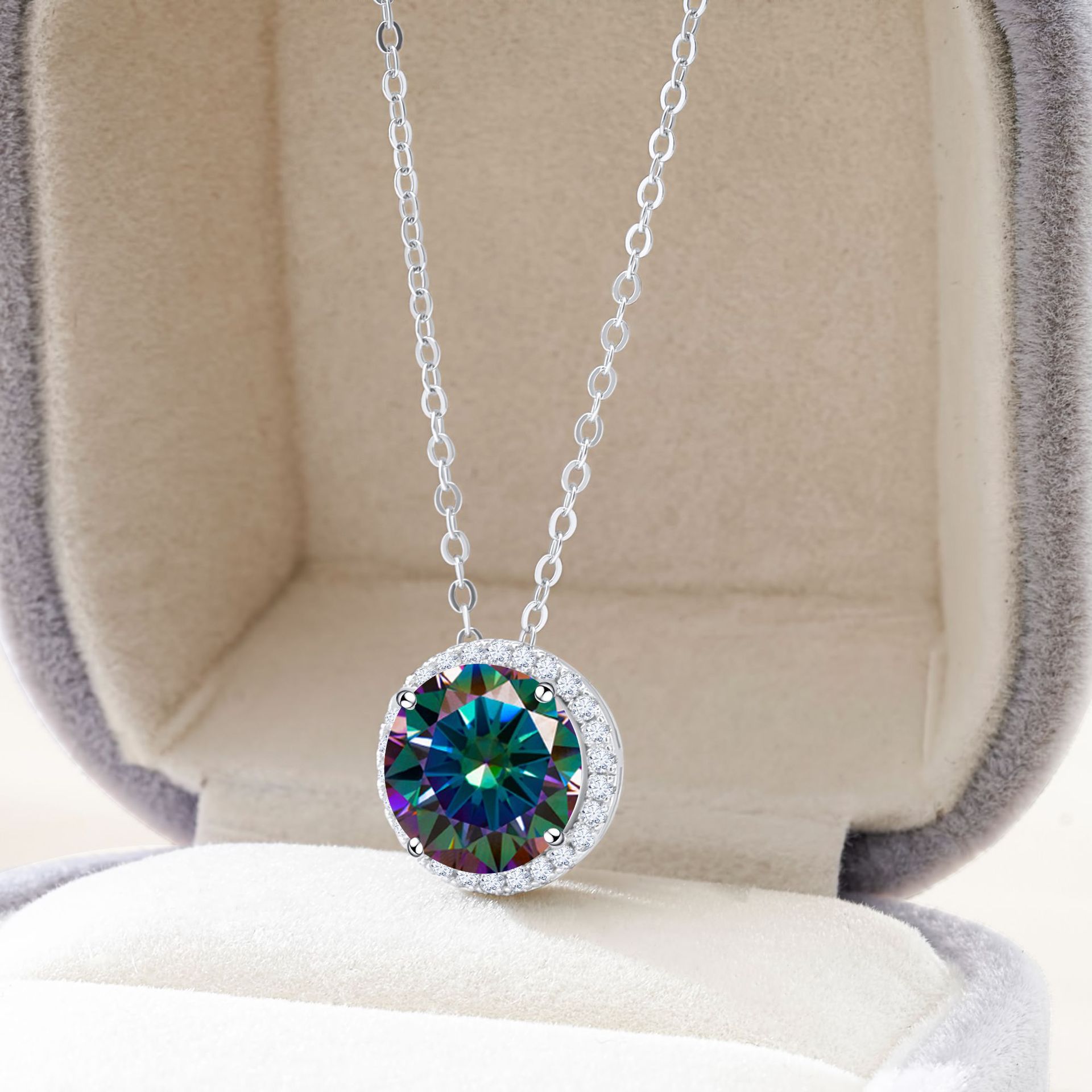 2022 nuevo S925 plata 5 quilates rosa ocho corazones ocho flechas cortar collar de piedra de moissan entrega cadena