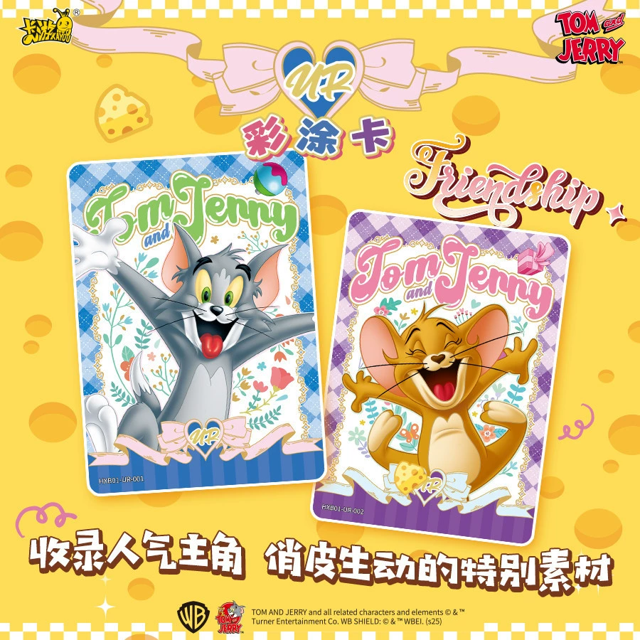 Коллекционные карточки (Tom and Jerry) — официальные фан‑паки, коробки по 30 шт. и наборы‑значки по 6 шт.
