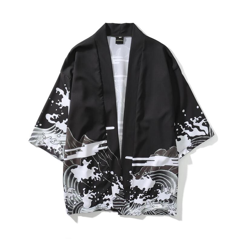 Japanese Style Retro Dark Ukiyo-e Dao Robe Cardigan and Kimono Men's and Women's Chinese Style Loose Sleeve Shirt Coat Trendy