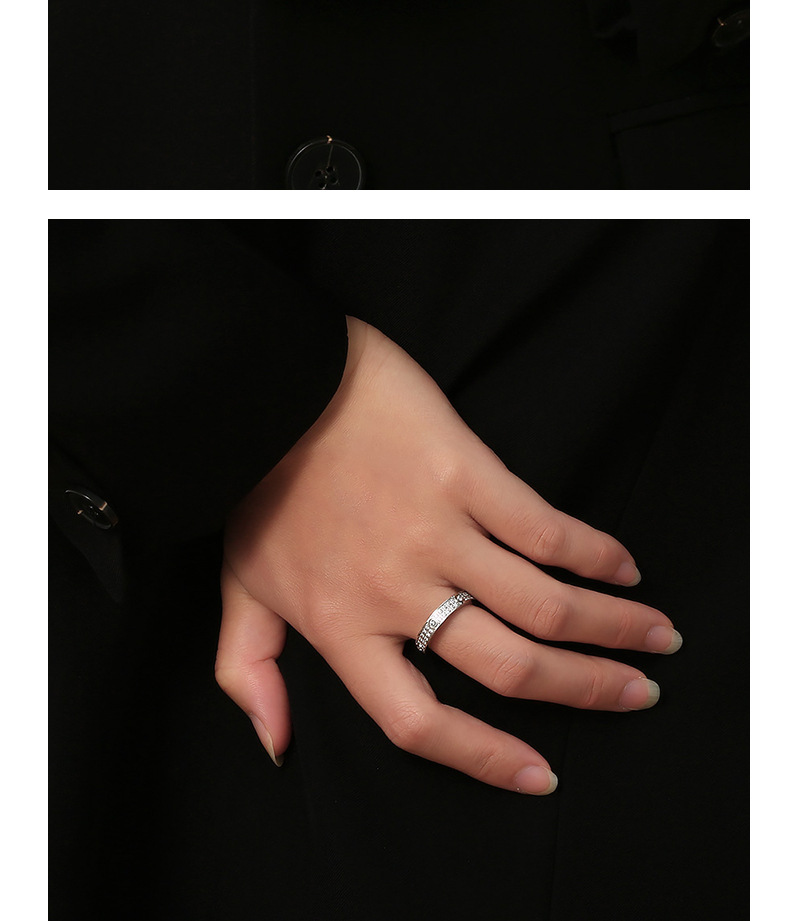 Double Row Diamond Ring For Women Stainless Steel Titanium Jewelry_voghion.com