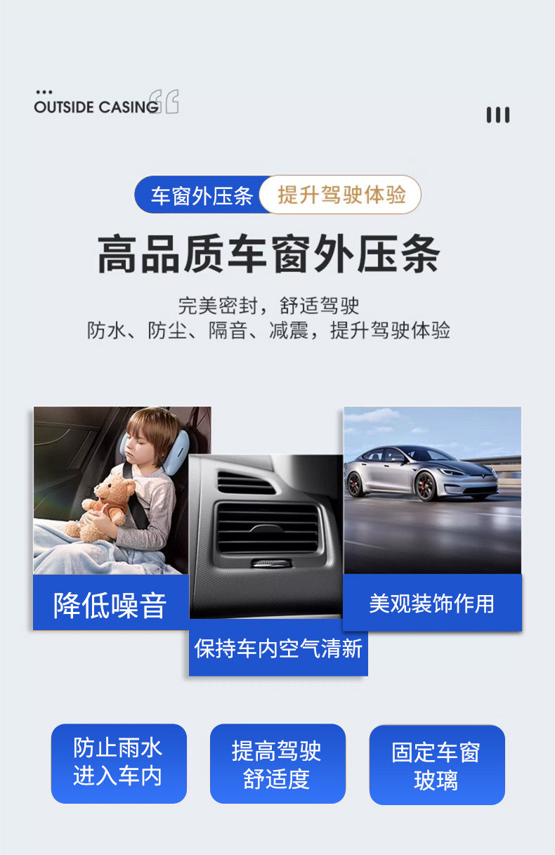 Suitable for Nissan Liwei car window outer molding manufacturers wholesale car door and window decorative strips sealed rain-proof water-cutting strips