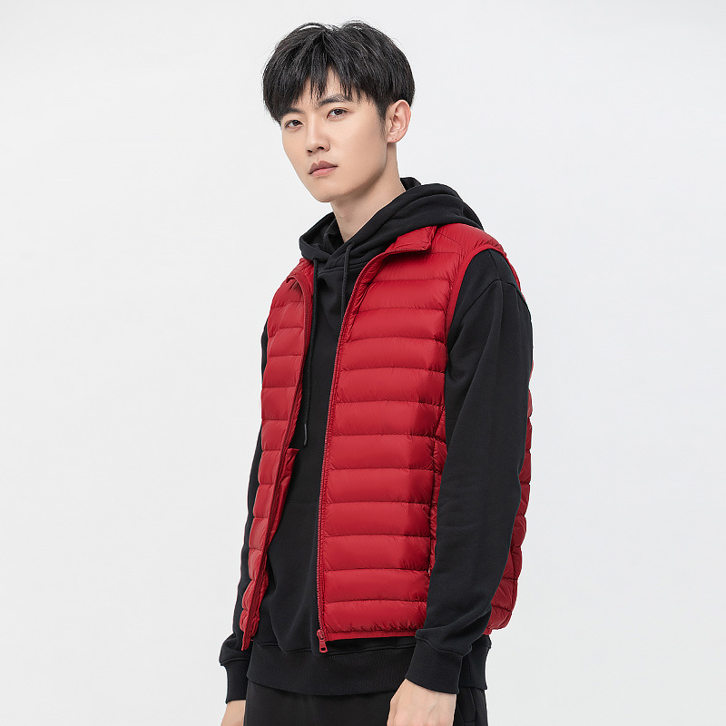 Authentic down Vest for Men, Short Style, New Fashion Trendy Lightweight Warm Slim-Fit Vest for Autumn and Winter