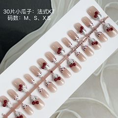 小紅書法式法式KT貓穿戴甲ins風顯白美甲貼片咖色甜酷30片