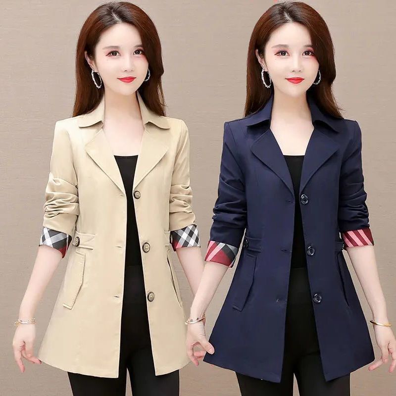 Cross-border windbreaker women's 2023 spring and autumn mother coat 30-40-50 years old fashion foreign style slim slim windbreaker