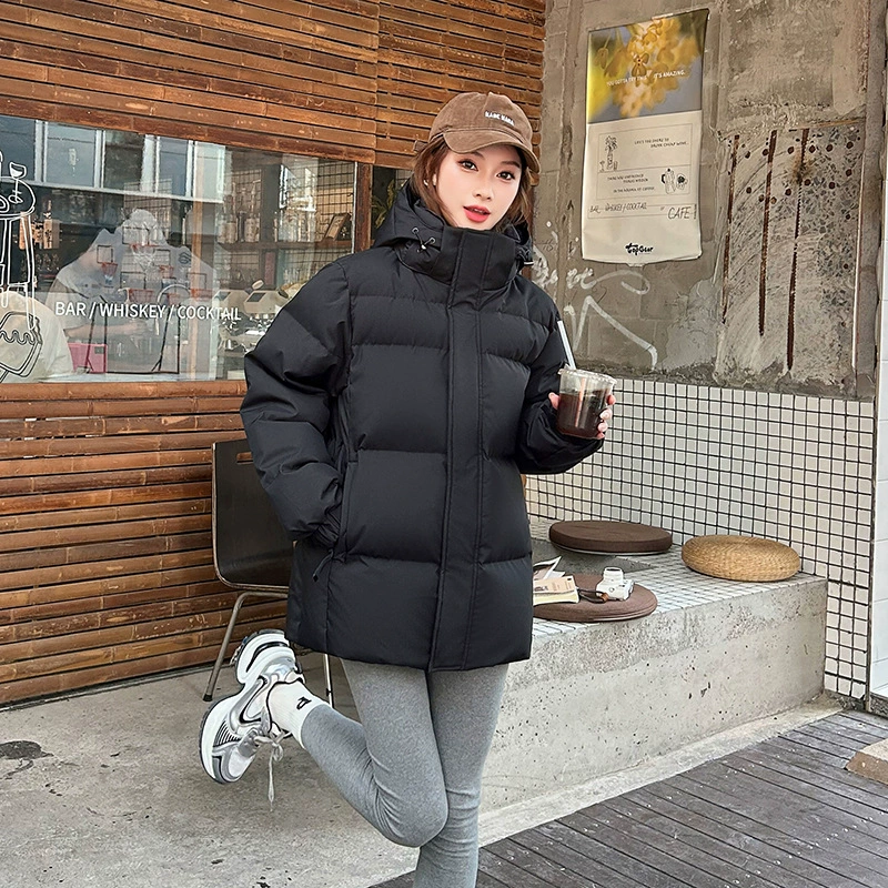 90 белый утка пуховик зимой короткий женский маленький съемный с капюшоном свободный новый толстый пуховик
