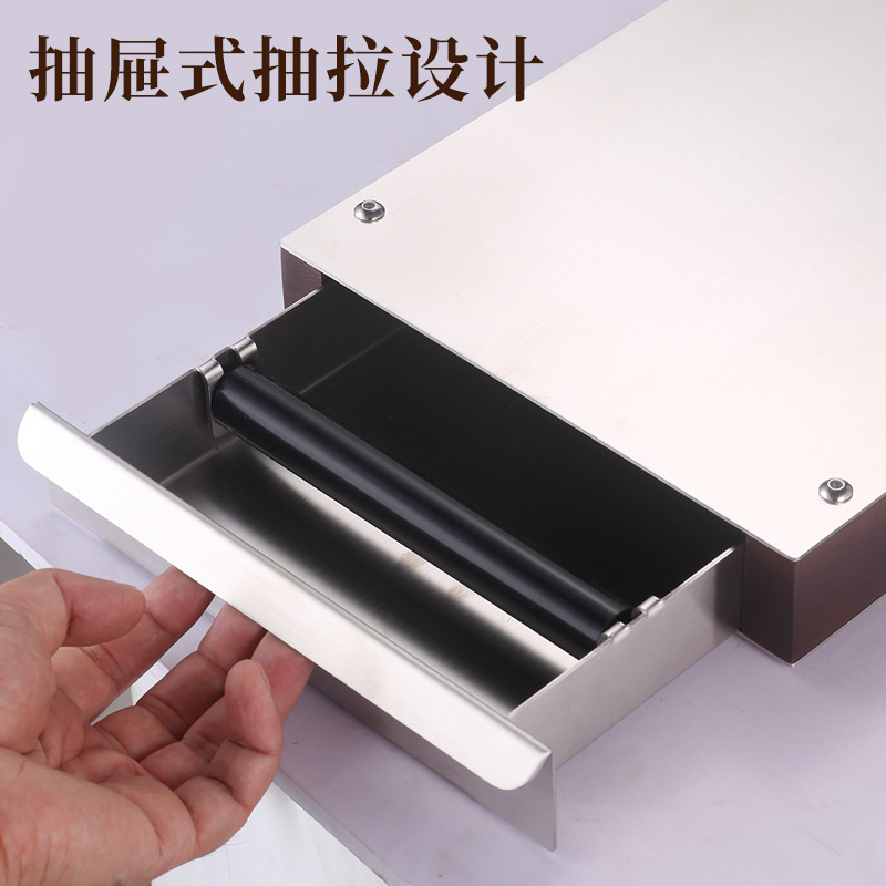 跨境抽屉式胡桃木咖啡敲渣盒商用可拆卸不锈钢意式敲渣盒废渣桶|undefined