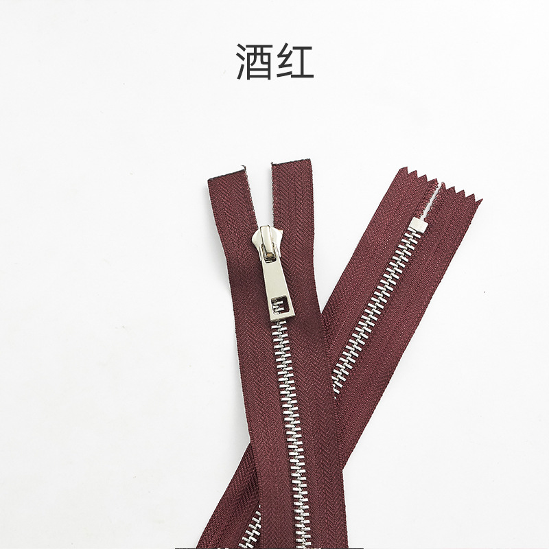 現物5号金属ファスナー卸売り銀歯閉鎖尾チタン合金y歯滑らかなバッグポケット革バッグファスナー|undefined