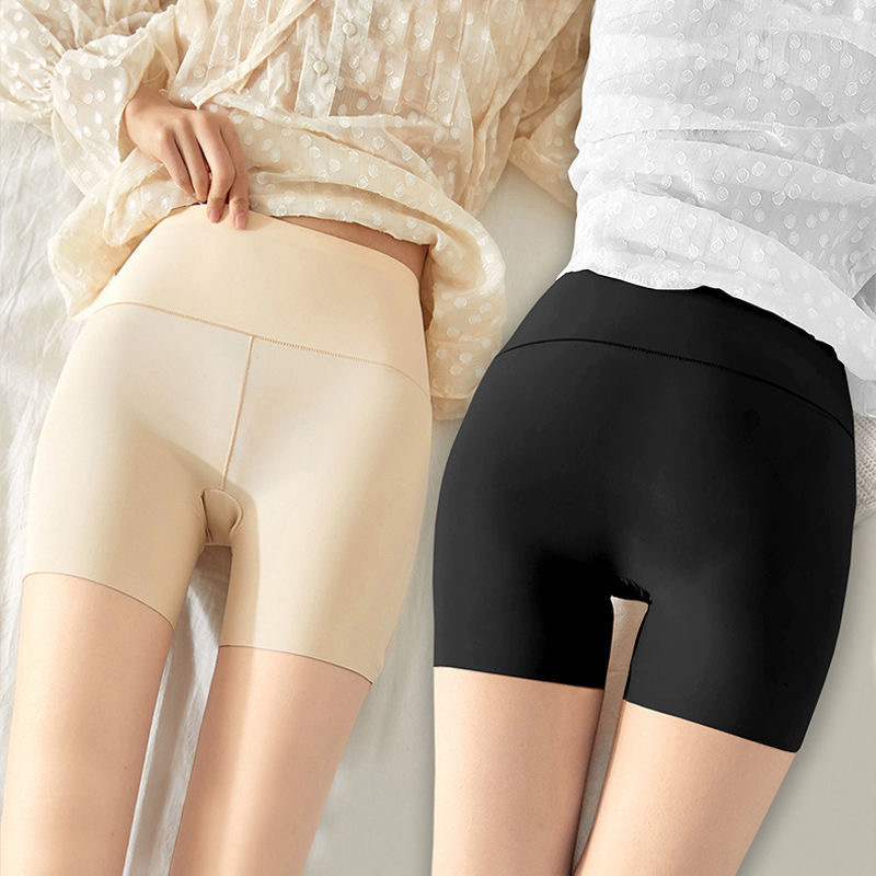 Ice silk safety pants summer plus fat ladies seamless high waist lace underwear anti-light three-point leggings wholesale