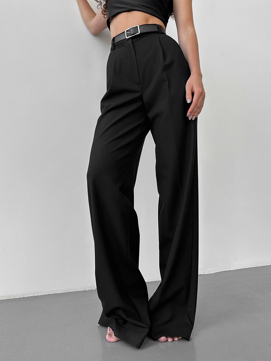 Pantalones de traje cruzados europeos y americanos, primavera-verano 2025, nuevos pantalones de traje de pierna recta, holgados y casuales para mujer, ideales para ir al trabajo. image 4
