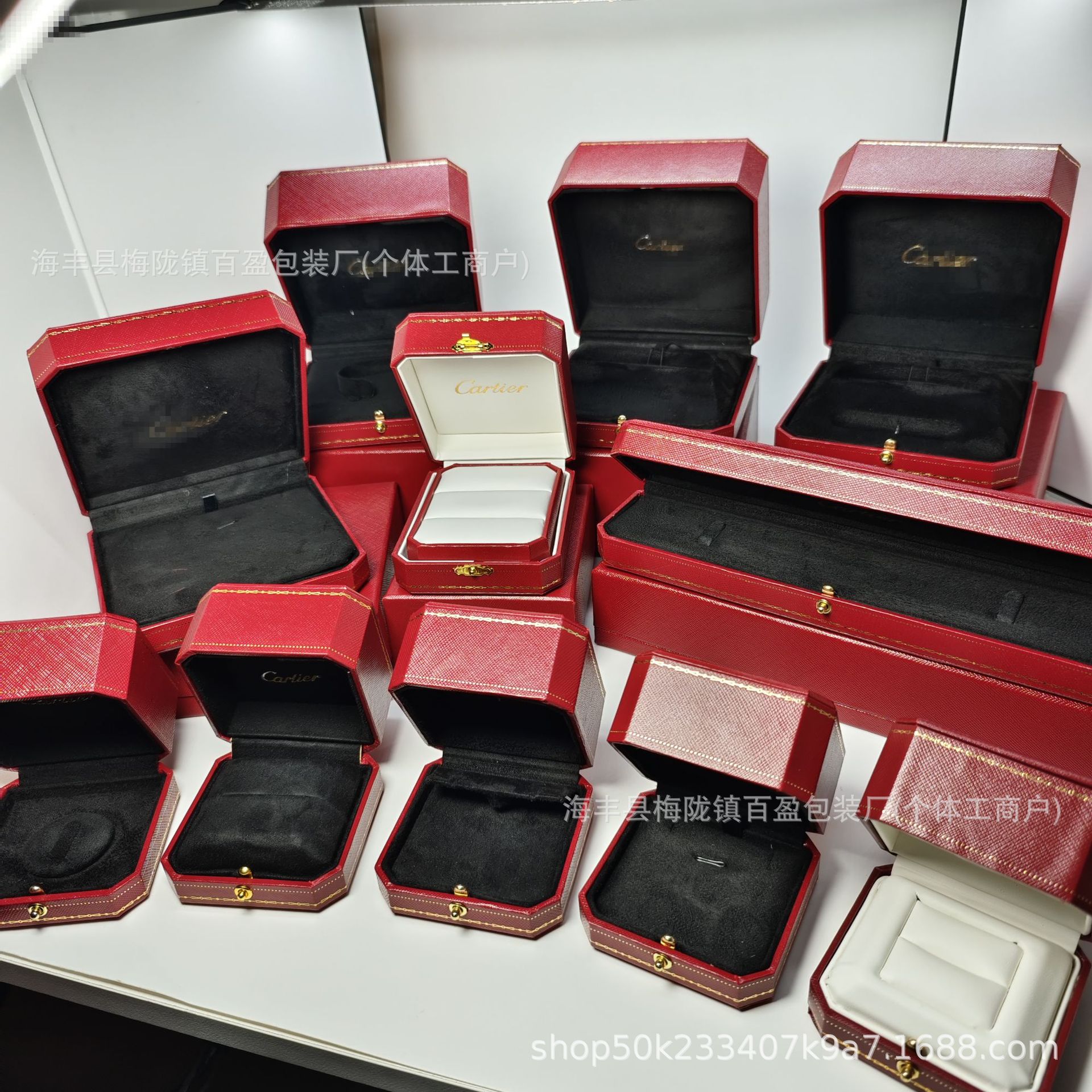 Card packaging card home octagonal red ring necklace earrings bracelet box gold version of high-end gift box factory direct sales