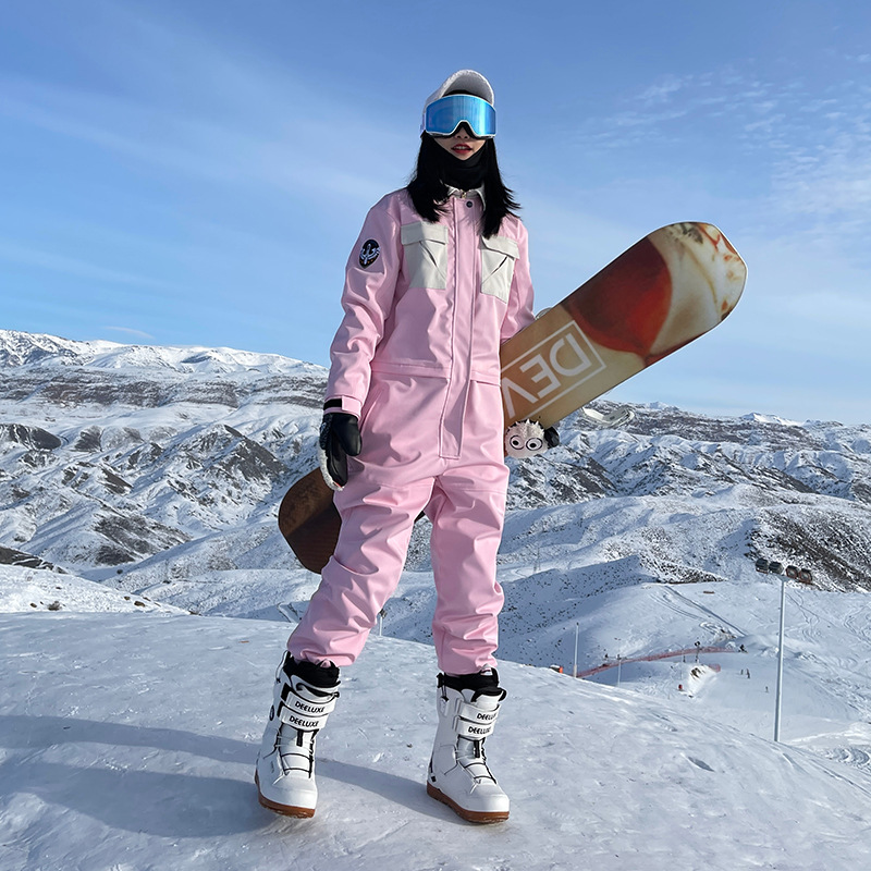 searipe new style one-piece ski suit waterproof windproof warm single board double board equipment clothes 