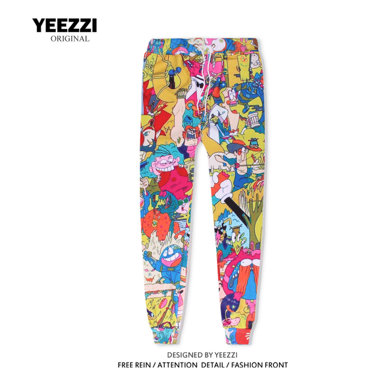 Age-Reducing Fashion Cartoon American Casual Pants Men's Sports Pants Sweatpants Jogging Pants Loose Versatile Pink Slimming