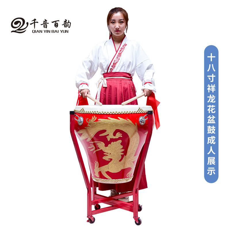 16寸18寸青花瓷鼓 木质水鼓 沥龙鼓 花盆鼓 牛皮鼓 厂家直销