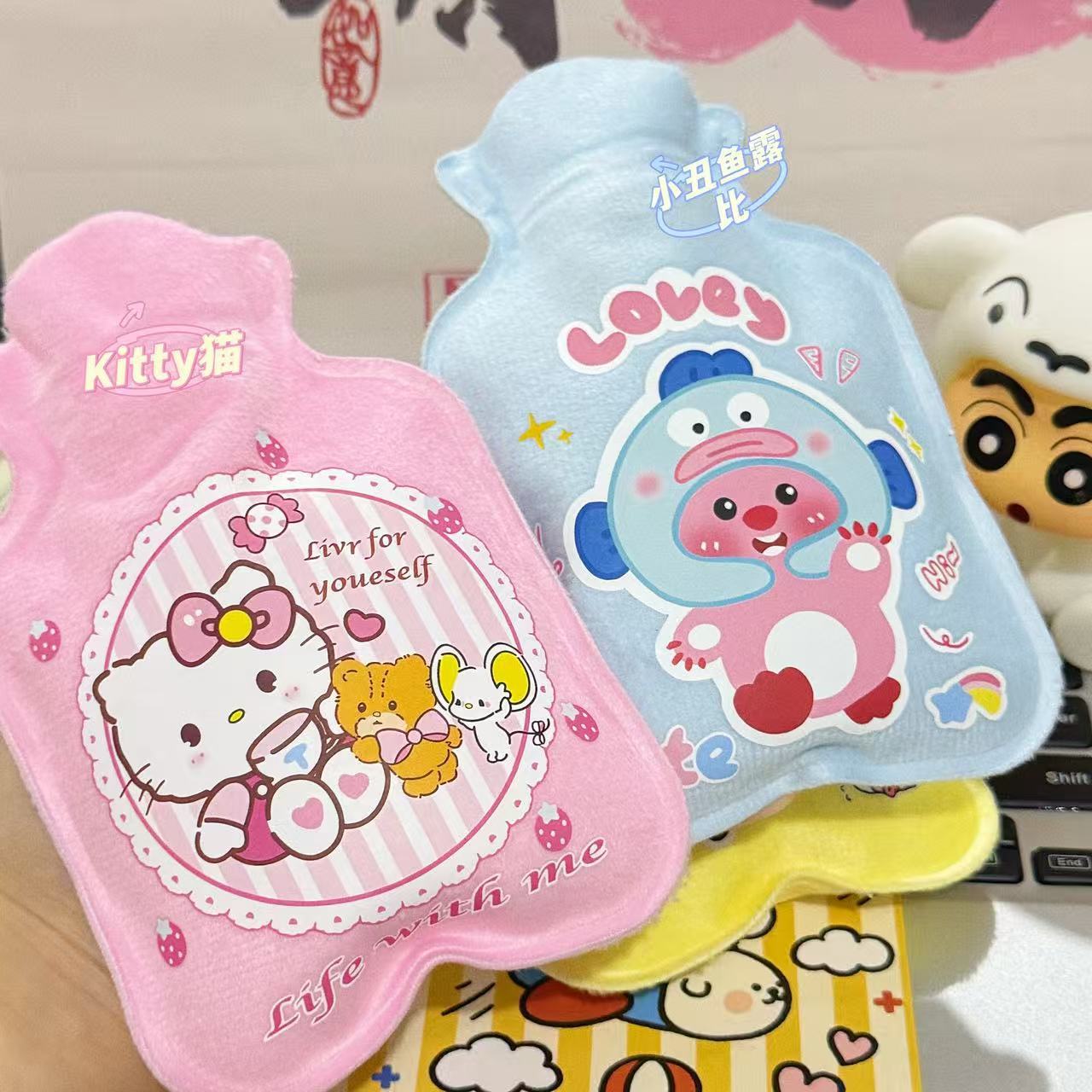 Cartoon water container, handheld hand warmer for elementary school students