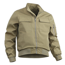 美式潮牌教练夹克三防立领休闲纯色复古秋款户外工装飞行百搭外套