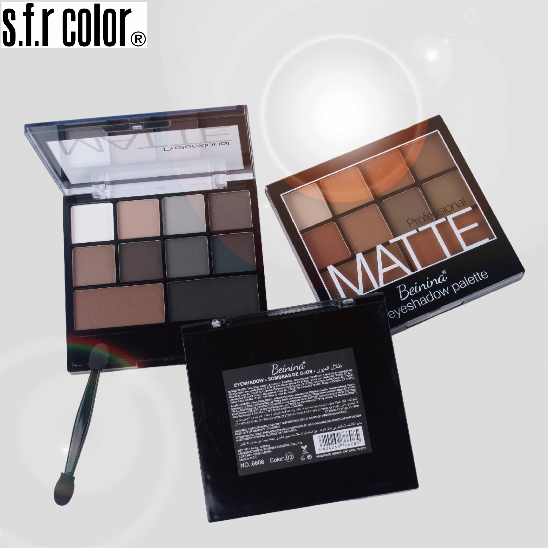 Ten-color Matte Eyeshadow s.f.r color fashion three-dimensional makeup eye shadow plate uniform long-lasting beauty eye shadow