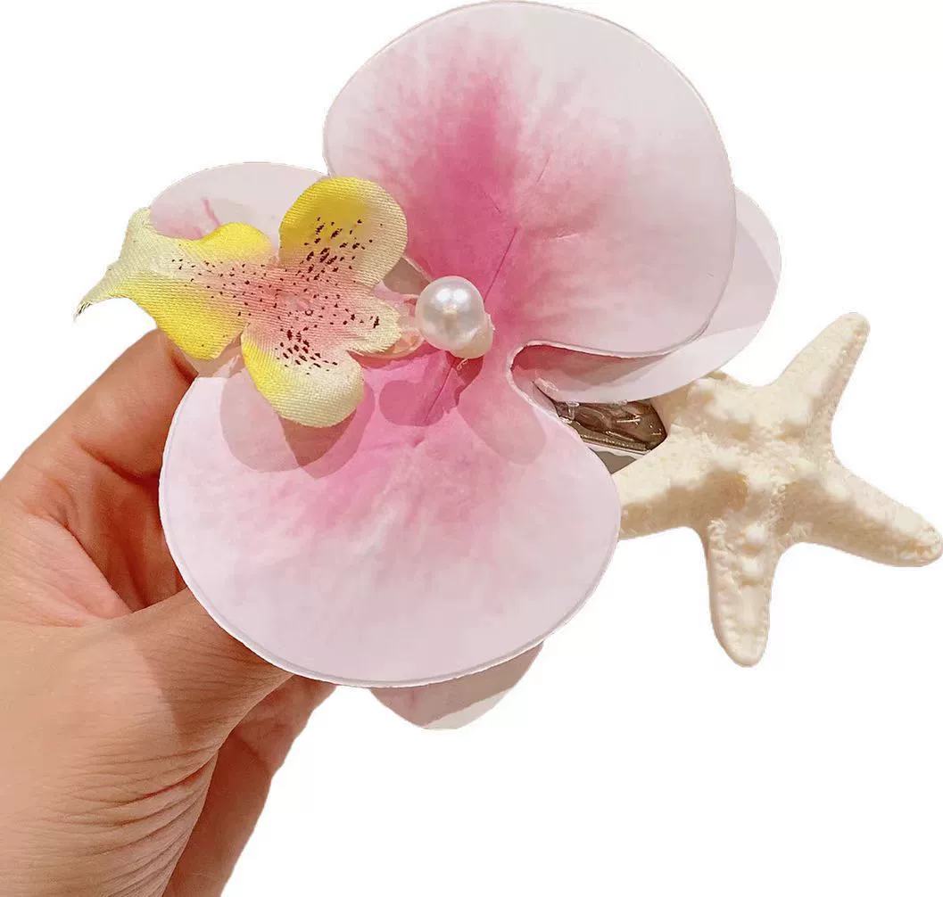Hairgrip floral clips, princess French-style phalaenopsis & plumeria, multi-size duckbill & pins