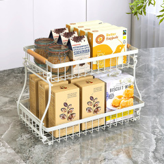 アマゾンの二重取り外し可能な多機能棚キッチンに野菜棚リビングの木柄を置く野菜バスケット