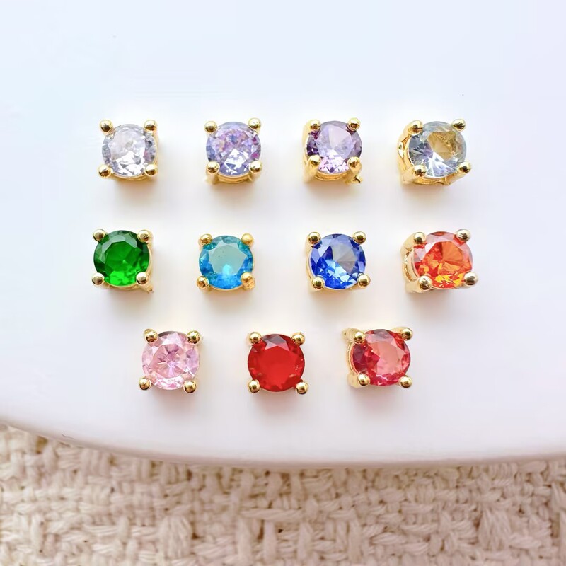 Gold-Plated Copper Micro-Inlaid Zircon DIY Claw Setting Pendant Charm Bracelet Necklace Handmade Material Jewelry Accessories