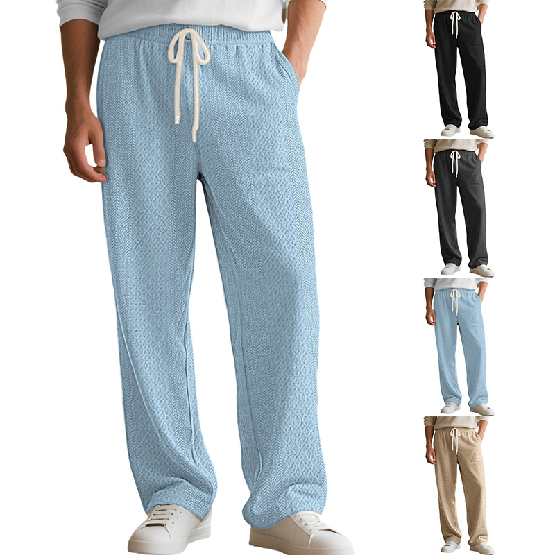 Herren Texturierte Jacquard Strickhose Gerade Schnitt Casual_voghion.com