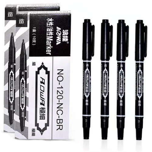 Small double-ended marker black blue red art hook pen non-fading logistics marker pen art water-based painting wholesale