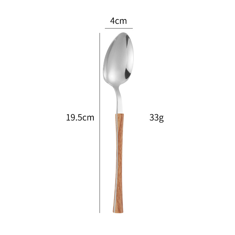 Creativo 430 imitación de acero inoxidable mango de madera cuchillo tenedor cuchara occidental carne cena cuchillo comida principal cuchara comida Internet celebridad vajilla postre cuchara