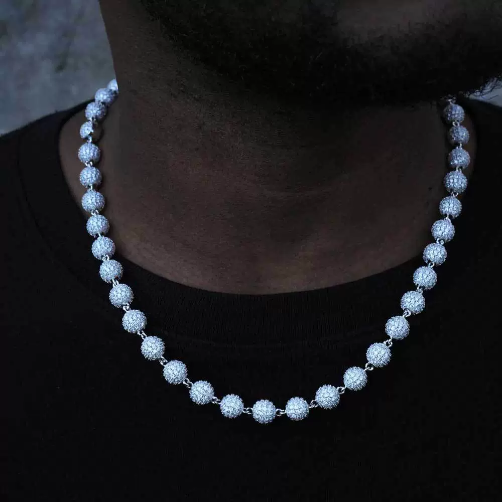 Zirconium hip-hop style, round beads, necklace, accessory, bracelet, European style, 8mm, wholesale