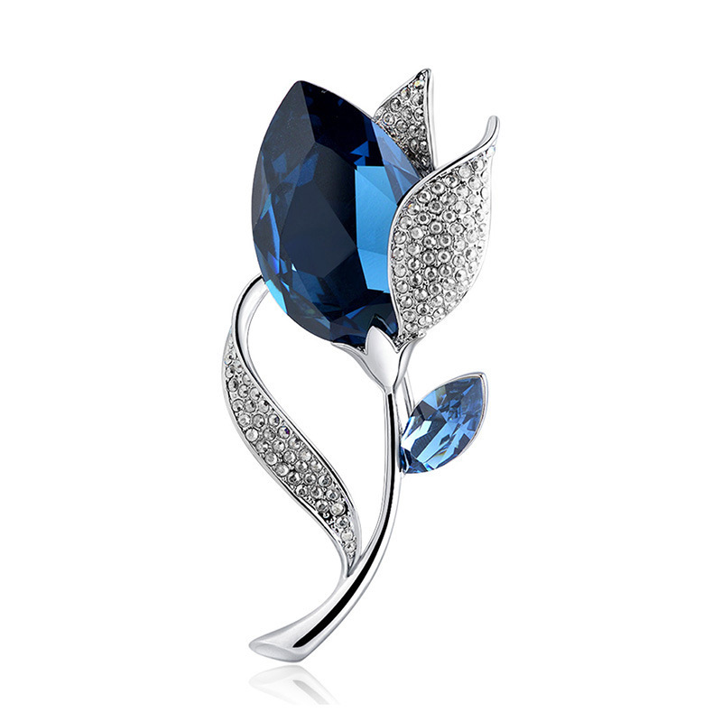 Tulpenblüten Perlenbrosche Für Herren, Elegante Kristallnadel_voghion.com