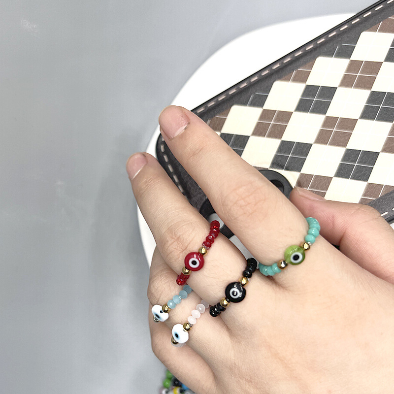 Fashion Eye Stainless Steel Beaded Rings 1 Piece display picture 5