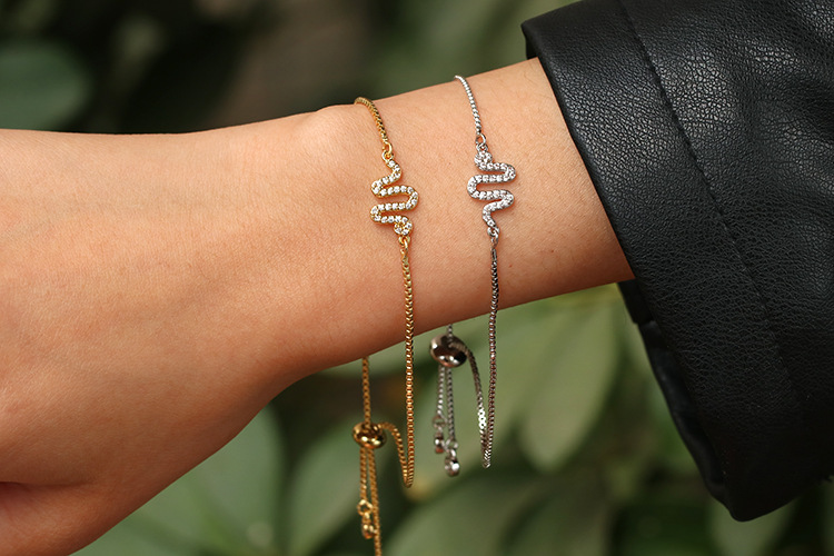 Fashion creative snake-shaped copper inlaid zircon bracelet wholesale