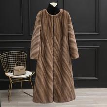 曲线艺术进口紫标母貂全抽貂皮大衣女整貂圆领超长款水貂皮草外套