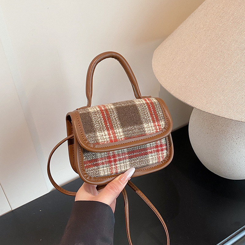 Borsa a tracolla a quadri da donna stile urbano casual_voghion.com