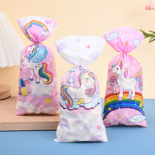 Manufacturer's Ready-Made Unicorn Party Candy Bag, Snowflake Pastry Packaging Bag, Tie Rope Gift Bag, Opp Flat Flap Pocket Pants Wholesale