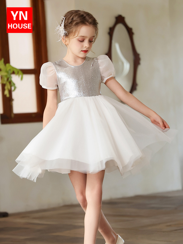 Falda de vestir para niños, verano nuevo estilo, vestido de niña, vestido de princesa de malla, vestido de niña de flores, falda de ropa para niños