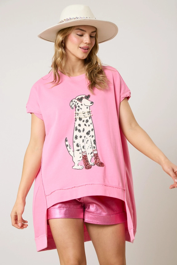 Women's T-shirt Short Sleeve T-Shirts Sequins Simple Style Dog display picture 18