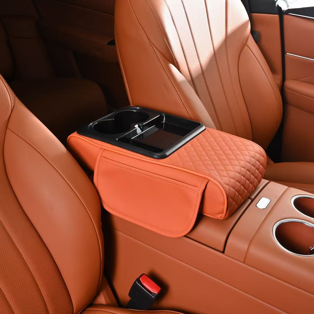 New Wireless Charging Car Armrest Box Pad, Multifunctional Storage and Heightening Pad, Integrated with Mobile Phone Holder for Car Use