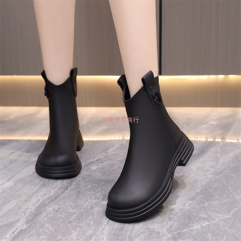 真皮马丁靴女2025新款秋冬加绒英伦风厚底短筒切尔西烟筒瘦瘦单靴