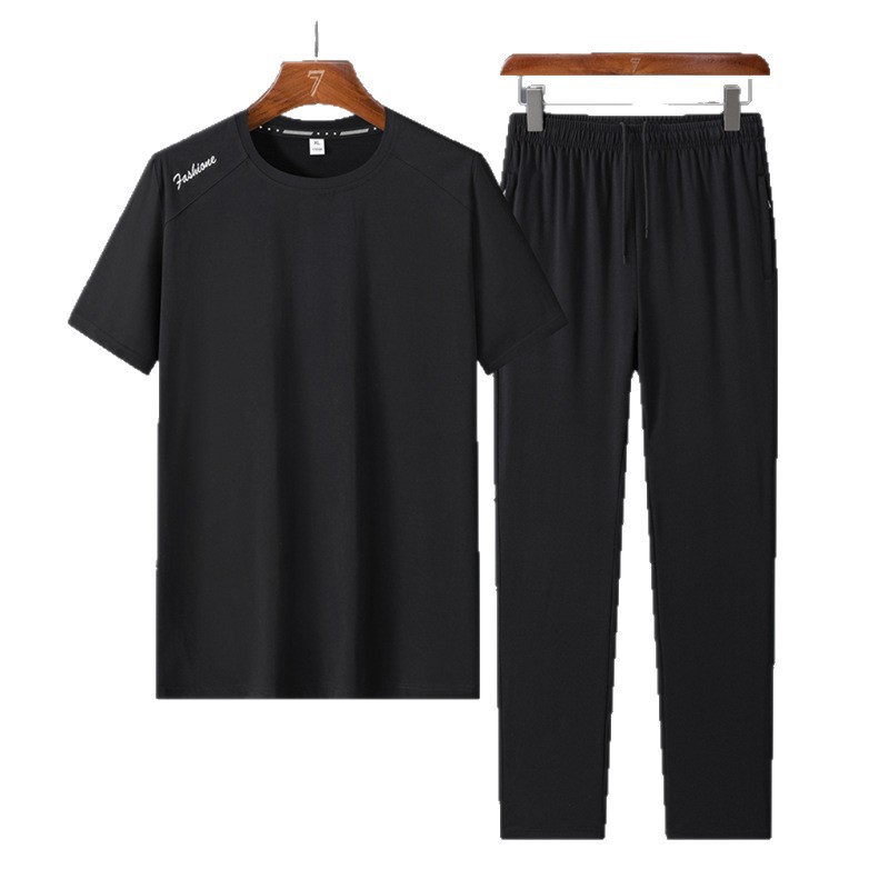 Trajes deportivos de algodón transfronterizos de mediana edad para hombres de verano delgado de mediana edad para padres de verano para correr ropa deportiva casual