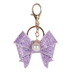 廠家日韓系亮粉蝴蝶結PU皮鑰匙扣掛件 汽車鑰匙時尚掛飾 包包裝飾