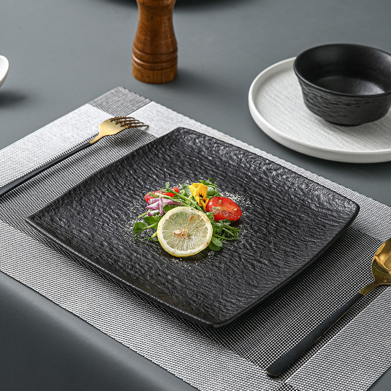 Vajilla de Chaozhou con diseño de piedra, cuencos de alto valor estético, juego de cuencos y platos de cerámica de lujo para el hogar, cuencos para arroz, platos para bistec, platos para pescado estilo occidental.