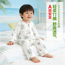 儿童睡衣女童男孩春季新款分体家居服长款空调服宝宝套装批发代发