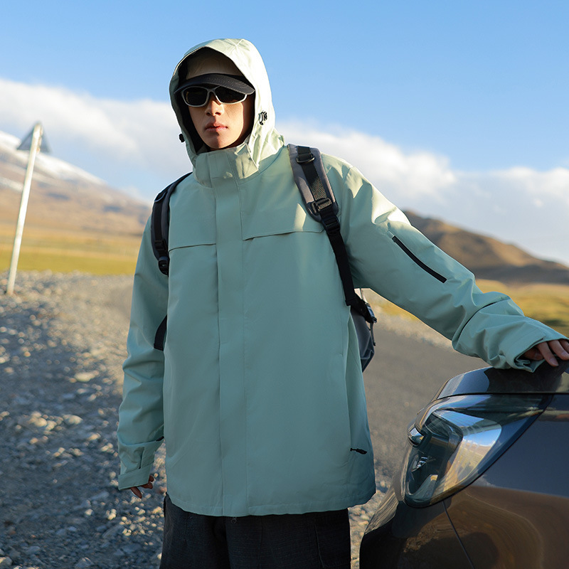 Soft Shell Jacket Men's Autumn and Winter Trendy Outdoor Mountaineering Jacket Women's Three-In-One Jacket Windproof and Waterproof Jacket with Logo