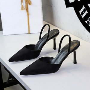 9627 Korean style fashion pointed shallow mouth sexy back strap temperament slim heel high-heeled women's shoes hig